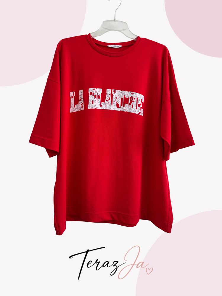 T-shirt z napisem LA BLANCHE - czerwona